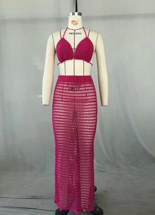 Sexy Two Piece Set Spaghetti Strap Top And Long Summer
