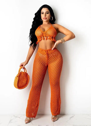Sexy Two Piece Set Spaghetti Strap Top And Long Summer