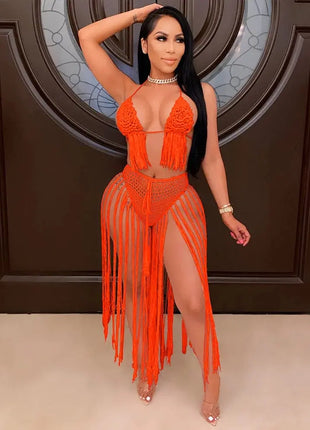 Sexy Two Piece Set Spaghetti Strap Top And Long Summer