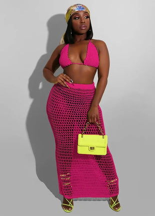 Sexy Two Piece Set Spaghetti Strap Top And Long Summer