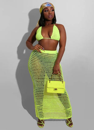 Sexy Two Piece Set Spaghetti Strap Top And Long Summer