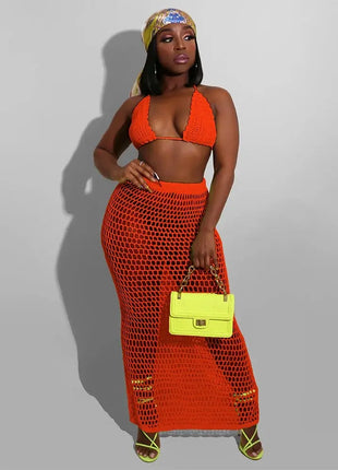 Sexy Two Piece Set Spaghetti Strap Top And Long Summer