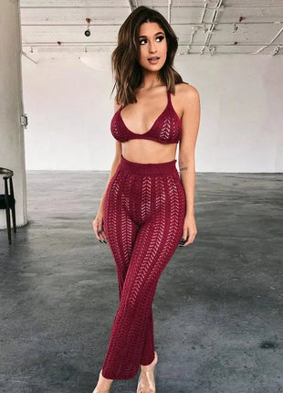 Sexy Two Piece Set Spaghetti Strap Top And Long Summer