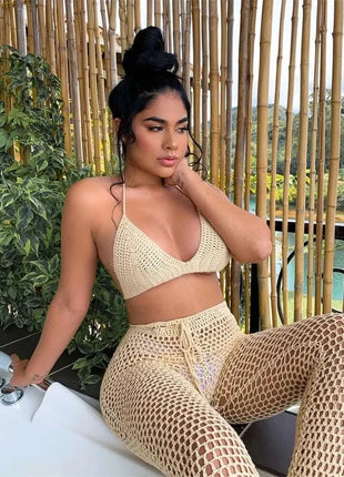 Sexy Two Piece Set Spaghetti Strap Top And Long Summer