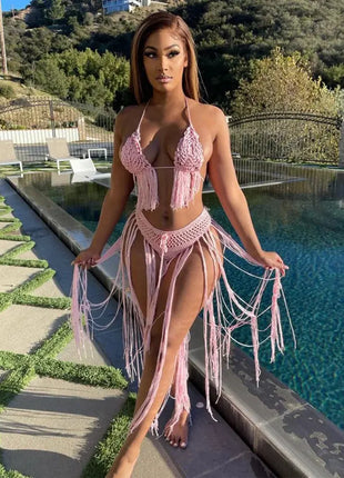 Sexy Two Piece Set Spaghetti Strap Top And Long Summer