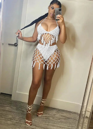 Sexy Two Piece Set Spaghetti Strap Top And Long Summer