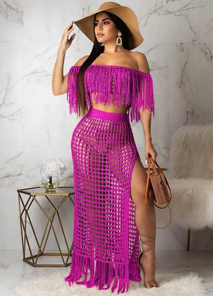 Sexy Two Piece Set Spaghetti Strap Top And Long Summer