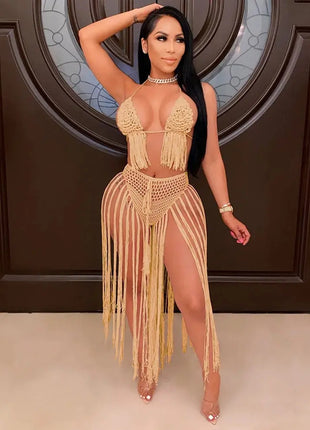 Sexy Two Piece Set Spaghetti Strap Top And Long Summer