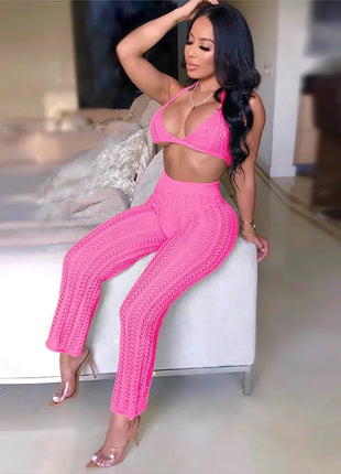 Sexy Two Piece Set Spaghetti Strap Top And Long Summer