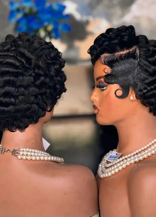 Short Pixie Cut Disposable Curly Bob Wig 613 Blonde 10A Remy Virgin Human Hair Lace Front Wig 13X4 Medium Cap Size 150% Density Modern Female Adult Space Wig