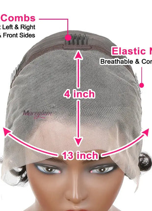 Short Pixie Cut Disposable Curly Bob Wig 613 Blonde 10A Remy Virgin Human Hair Lace Front Wig 13X4 Medium Cap Size 150% Density Modern Female Adult Space Wig