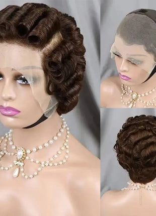 Short Pixie Cut Disposable Curly Bob Wig 613 Blonde 10A Remy Virgin Human Hair Lace Front Wig 13X4 Medium Cap Size 150% Density Modern Female Adult Space Wig