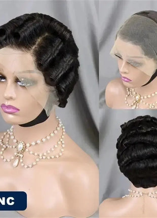 Short Pixie Cut Disposable Curly Bob Wig 613 Blonde 10A Remy Virgin Human Hair Lace Front Wig 13X4 Medium Cap Size 150% Density Modern Female Adult Space Wig
