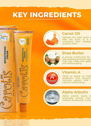 Skin Brightening Cream | 1.7 Fl oz / 50 g | Helps to Remove Pigments on: Face, Knees, Body, Armpit, and Private Areas | Brightening Gel with Carrot Oil, Alpha Arbutin, Shea Butter