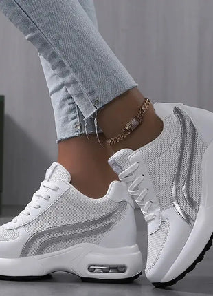 Women Air Cushion Sneakers Mesh White Running Sport Shoes