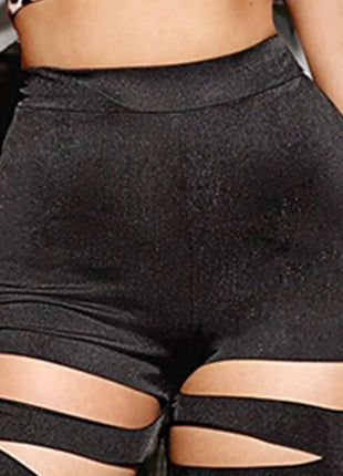 Women Bandage Cut Out Leggings Pencil Pants High Waist Skinny