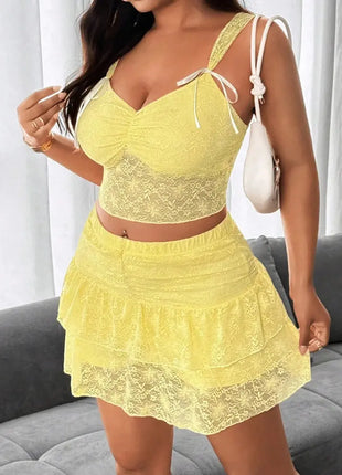 Women Casaul Lace Skirt Set