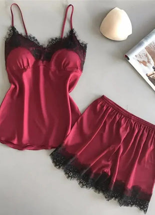 Women Pajama Suit Fashion V-Neck Lace Sexy Lingerie
