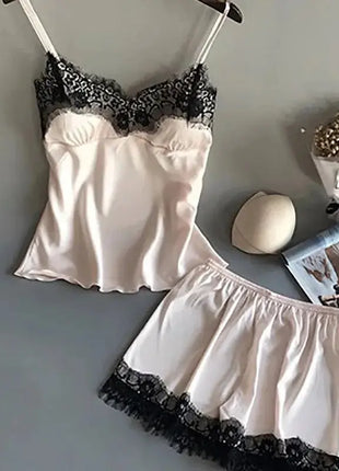Women Pajama Suit Fashion V-Neck Lace Sexy Lingerie