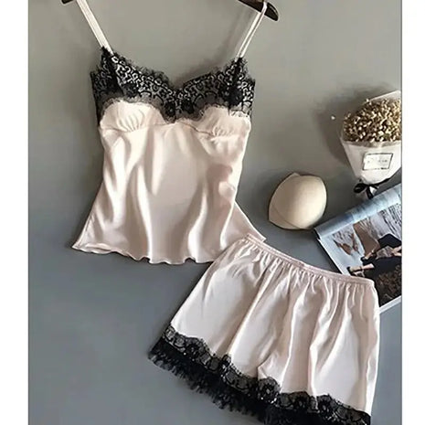 Women Pajama Suit Fashion V-Neck Lace Sexy Lingerie