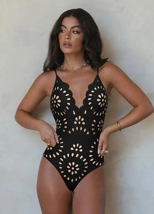 Women Sexy Bikini Set Flower Hollow One Piece Swimsuit