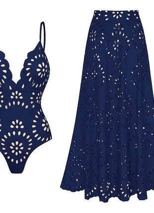 Women Sexy Bikini Set Flower Hollow One Piece Swimsuit