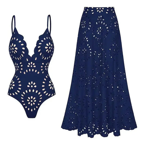 Women Sexy Bikini Set Flower Hollow One Piece Swimsuit
