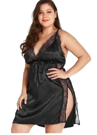 Women Sleepwear Sexy Lace Satin Nightgown
