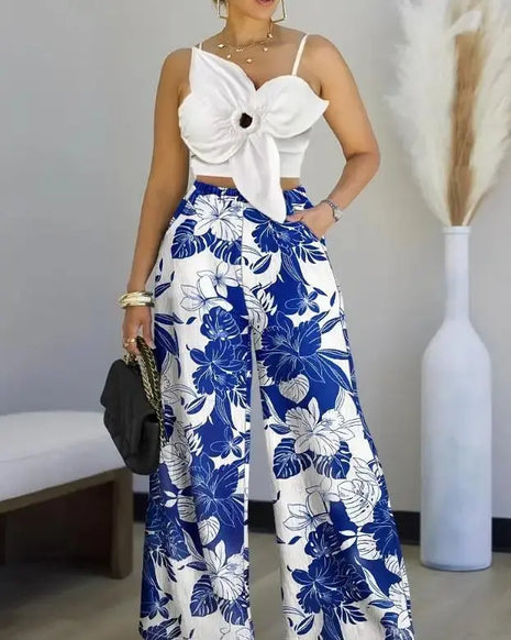 Women's 2 Pieces Outfit Niche 3D Floral Decorative Camisole