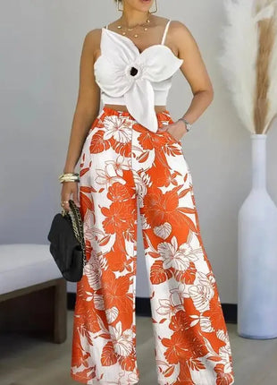 Women's 2 Pieces Outfit Niche 3D Floral Decorative Camisole