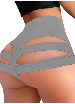 Women's Cut Out Yoga Shorts Sexy Dance Booty Hot Pants Butt Lifting Spandex High Waist Shorts