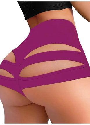 Women's Cut Out Yoga Shorts Sexy Dance Booty Hot Pants Butt Lifting Spandex High Waist Shorts