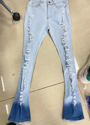 Women’s High Waist Skinny Stretch Ripped Jeans Curvy Slim Fit Butt Lifting Distressed Destroyed Denim Pants