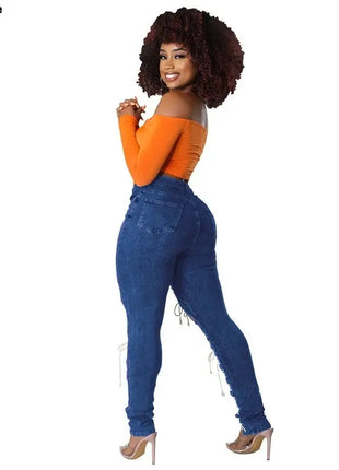 Women's Lace Up Skinny Jeans Stretch
