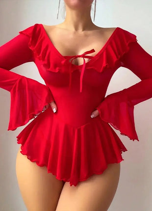 Women's Lingerie Set Sheer V Neck Sleeveless Split Midi Dress and Thongs