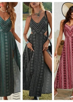 Women's Ruching Smocking Jumpsuit Summer Slip V Neck Backless Maxi High Low