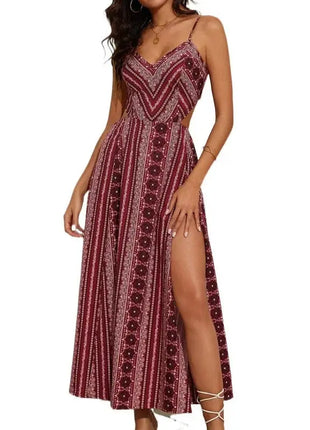 Women's Ruching Smocking Jumpsuit Summer Slip V Neck Backless Maxi High Low