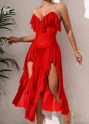 Women's S Sexy High Slit Deep V Neck Plus Dresses, Bodycon Maxi Dress Through Down Slit Sexy Cocktail
