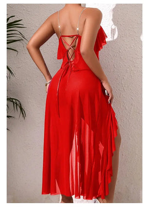 Women's S Sexy High Slit Deep V Neck Plus Dresses, Bodycon Maxi Dress Through Down Slit Sexy Cocktail